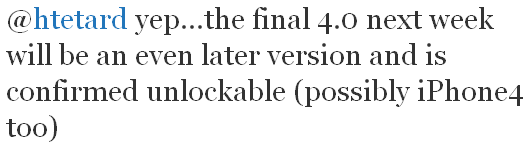 Tweet from Musclenerd about iOS unlock Tweet from Musclenerd about iOS unlock