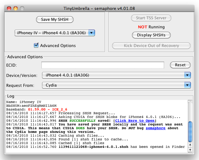 Download SHSH from Cydia
