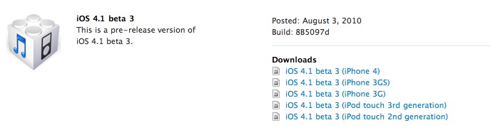 iOS 4.1 Beta 3