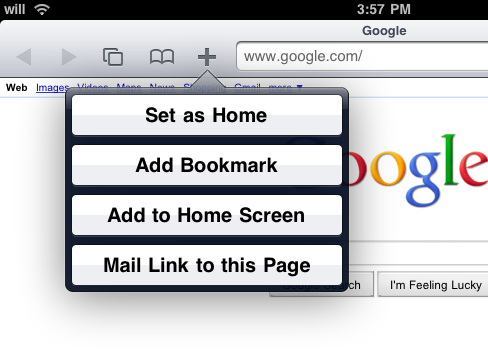 Home Page in Safari