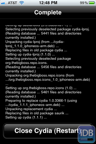 Close Cydia to Restart