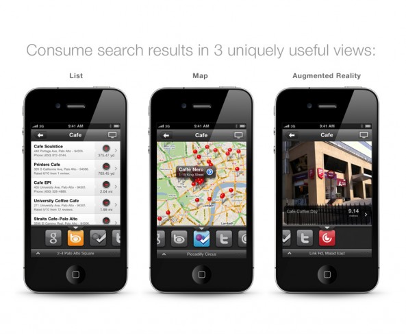 List View, Map View and Augmented Reality View