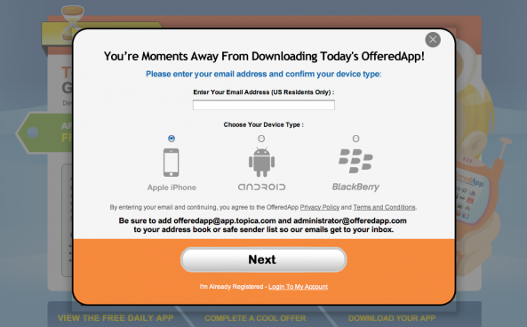 Downloading an app in OfferedApp