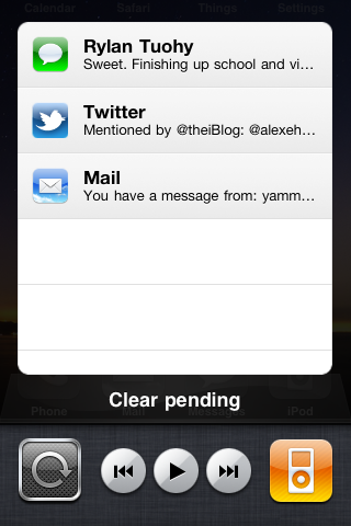 MobileNotifier Notifications list in App Switcher