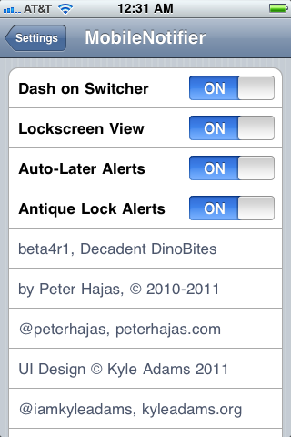 MobileNotifier Settings