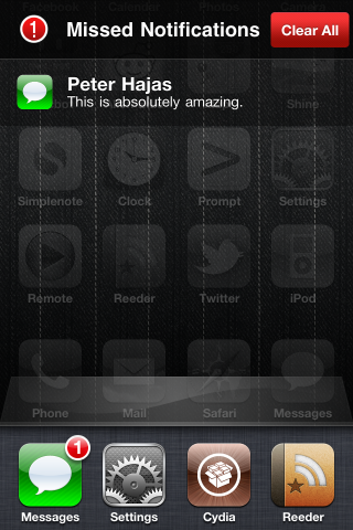 MobileNotifier new AlertScreen