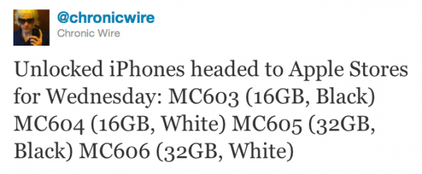 ChronicWire unlocked iPhones tweet