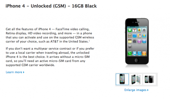 iPhone 4 unlocked Apple Store