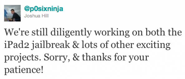 p0sixninja ipad 2 jailbreak tweet
