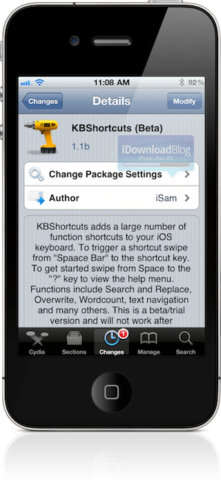 KBShortcuts Cydia