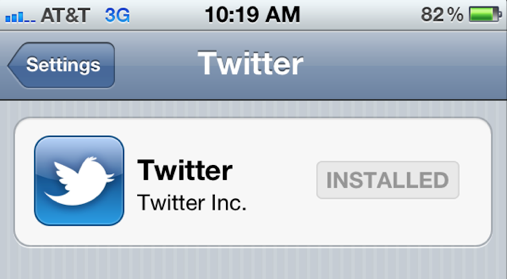 Twitter installed in iOS 5