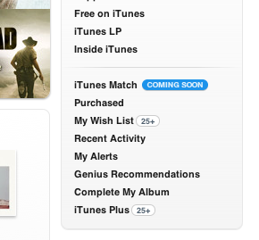 itunes match sidebar link