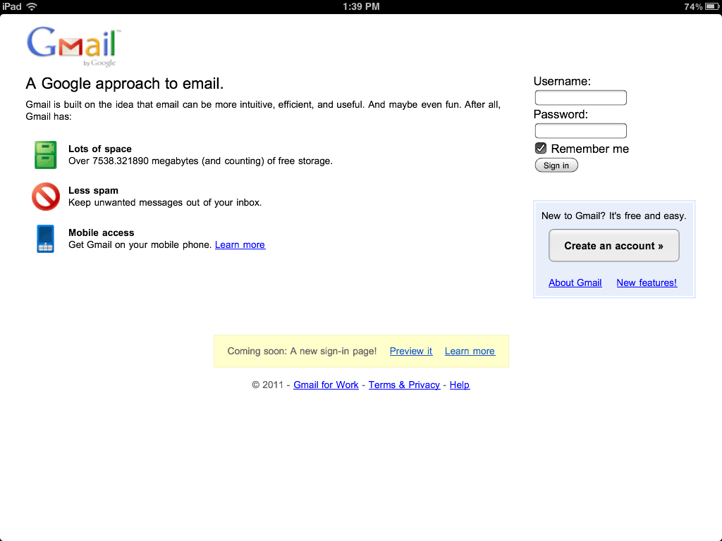 gmail app login ipad