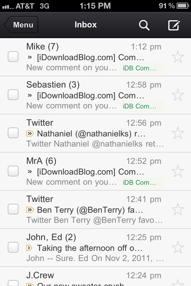 gmail iphone inbox