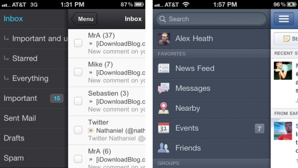 gmail facebook app compare