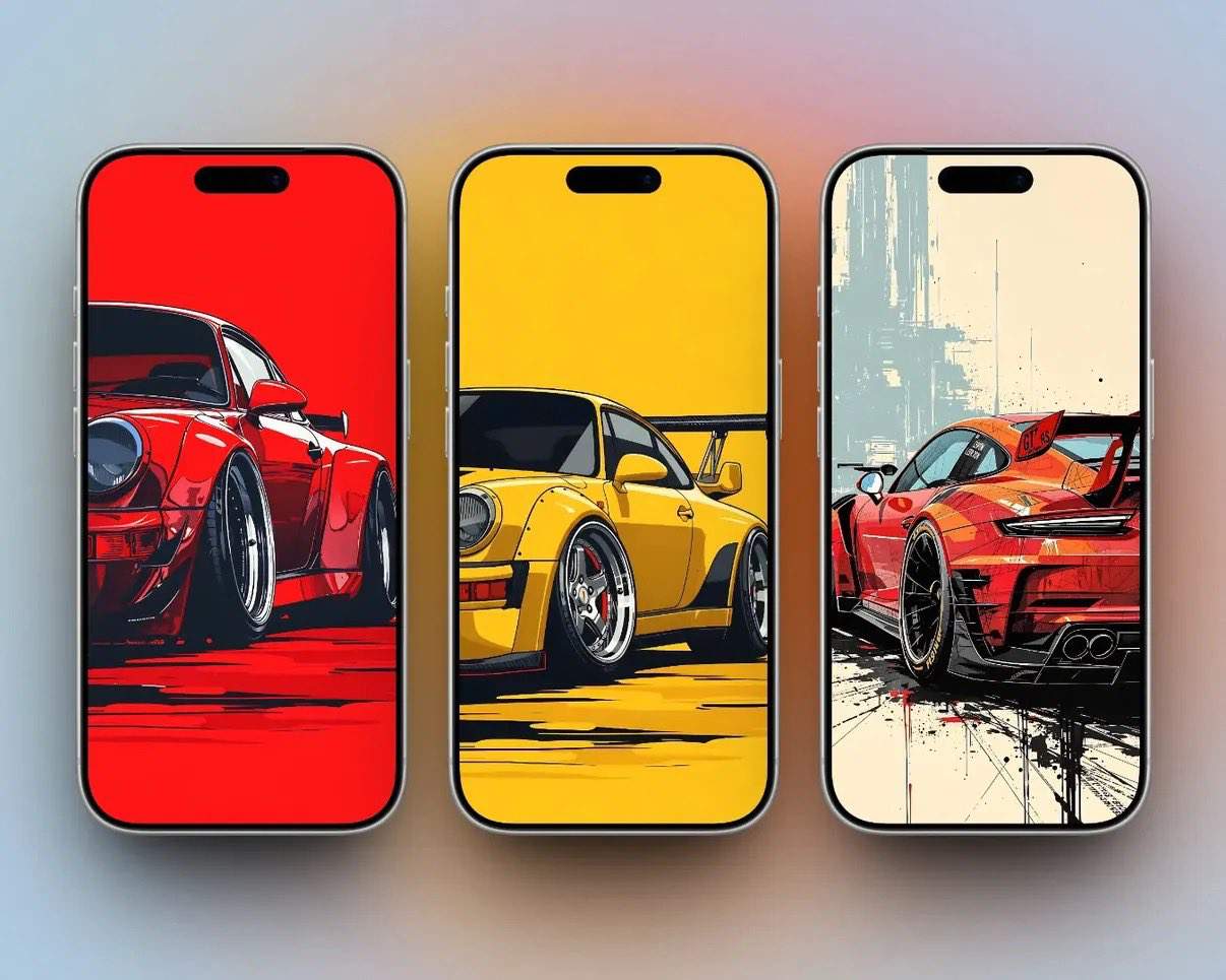 Illustrated Porsche 911 wallpapers for iPhone