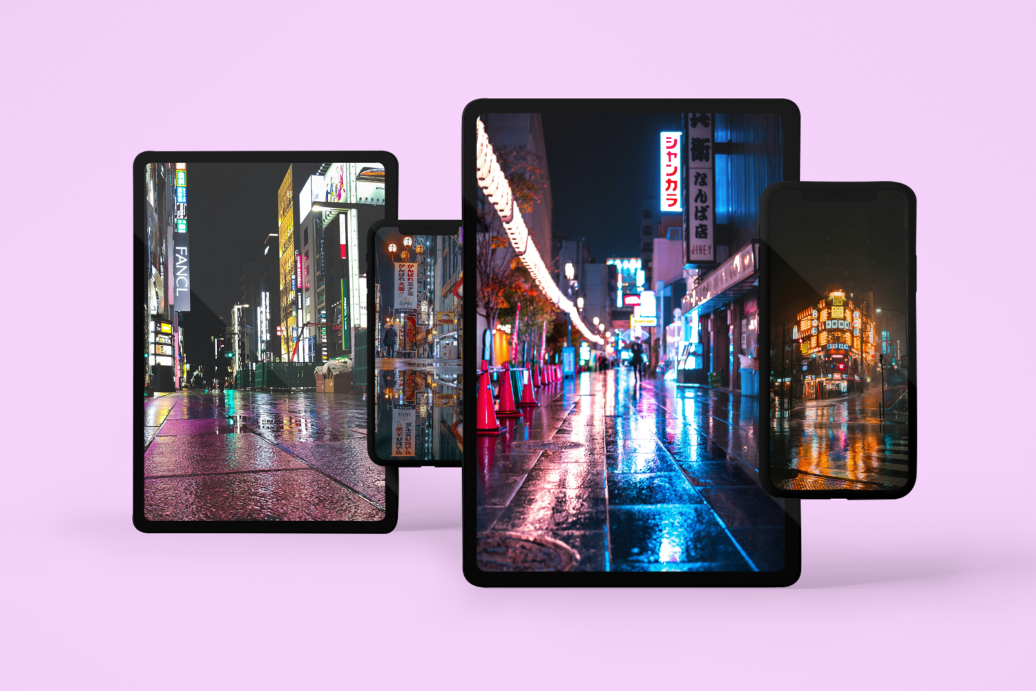 Rainy night in Japan wallpapers for iPhone and iPad