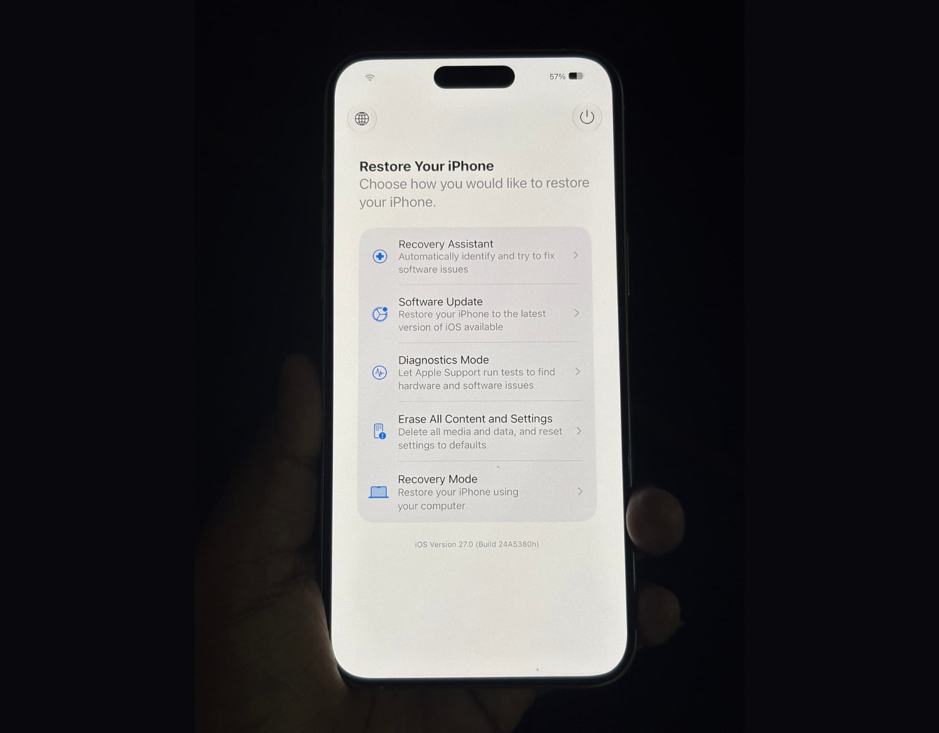 How to enter recovery restore screen on iPhone in iOS 27